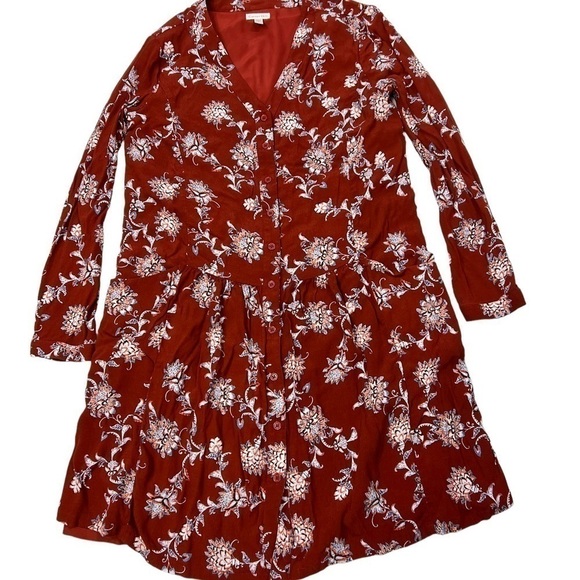 Garnet Hill Women’s 6 Floral Drop Waist Lined Dress Buttons Fall Colors - Picture 6 of 10